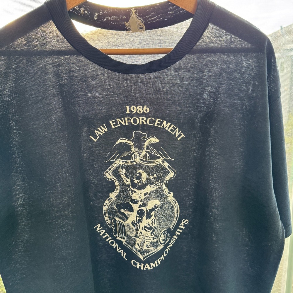 Vintage Law Enforcement National Championships T-Shirt Mens L Thin Weightlifting